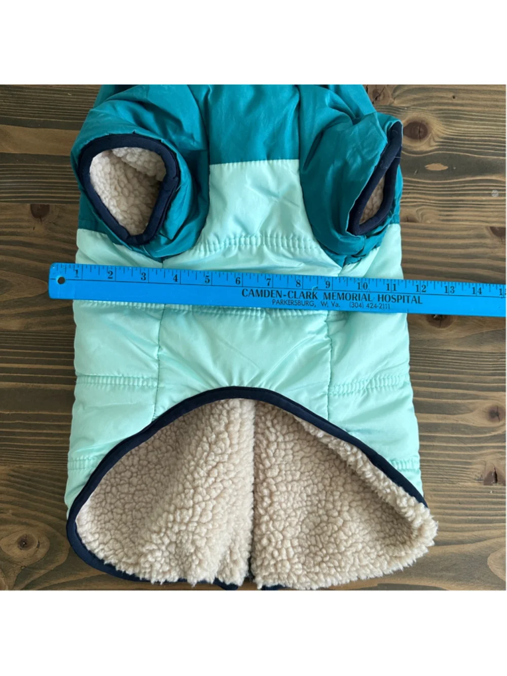 Arcadia Trail Reversible Dog Coat Size M Teal Blue Sherpa Lined Hooded Jacket